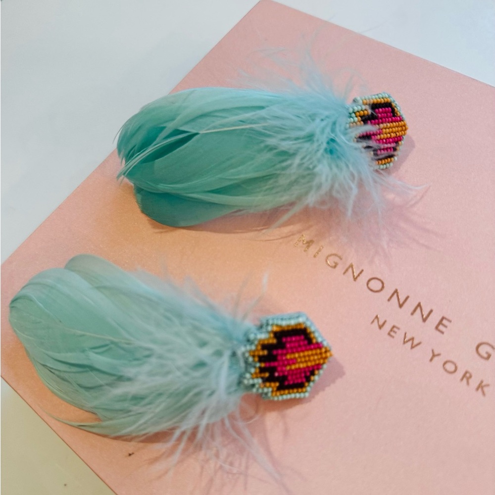Mignonne Gavigan Beaded Feather Earrings